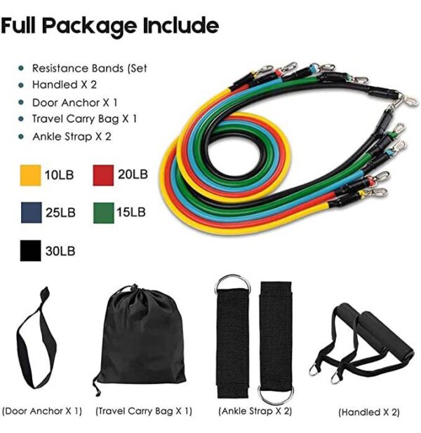 11 Pcs gym power resistance band set