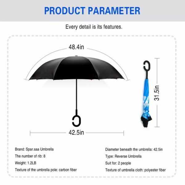 Reverse C Handle, windproof umbrella - Image 3
