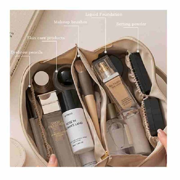 Leather Makeup Bag Travel makeup pouch - Image 4