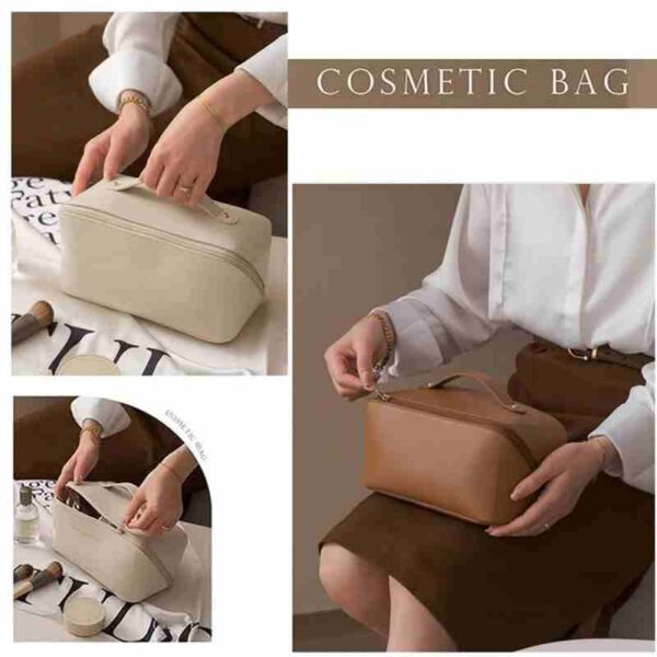Leather Makeup Bag Travel makeup pouch - Image 3